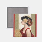 Romantische Lady in Red Magnet (Vorderseite/Rückseite)