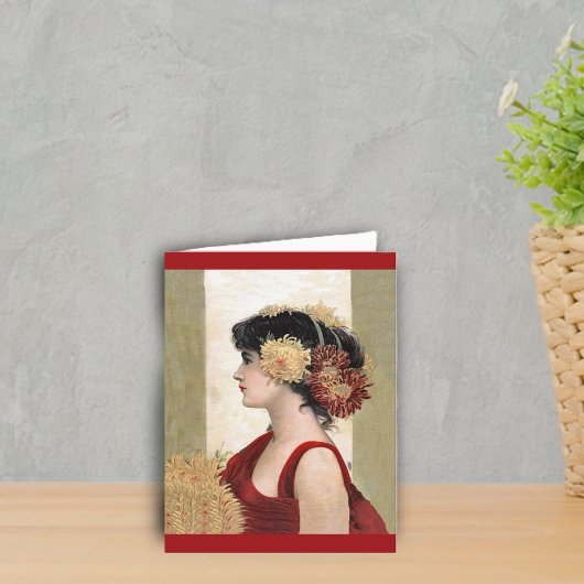 Romantische Lady in Red Note Card Karte