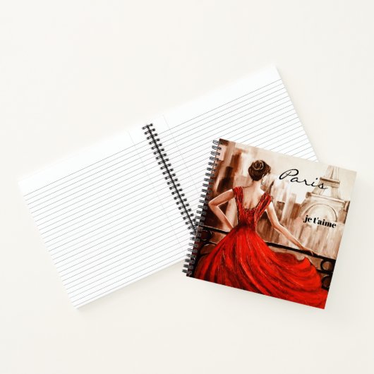 Romantische Lady in Red Paris Personal Notebook Notizblock (Innenseite)