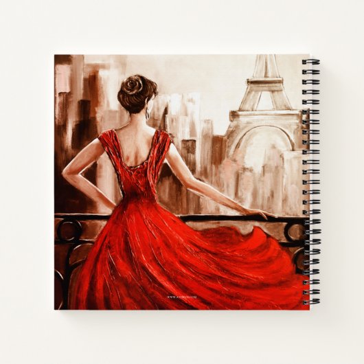 Romantische Lady in Red Paris Personal Notebook Notizblock (Rückseite)