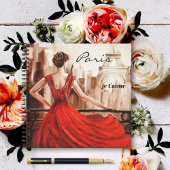 Romantische Lady in Red Paris Personal Notebook Notizblock