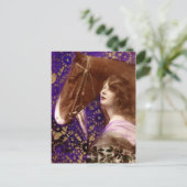 Romantische Lady mit Pferd Postkarte (Stehend Vorderseite)