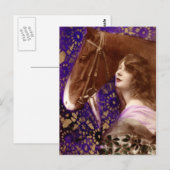 Romantische Lady mit Pferd Postkarte (Vorne/Hinten)