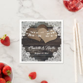 Romantische Landholz-Herz-Blumenzange Hochzeit Serviette (Beispiel)