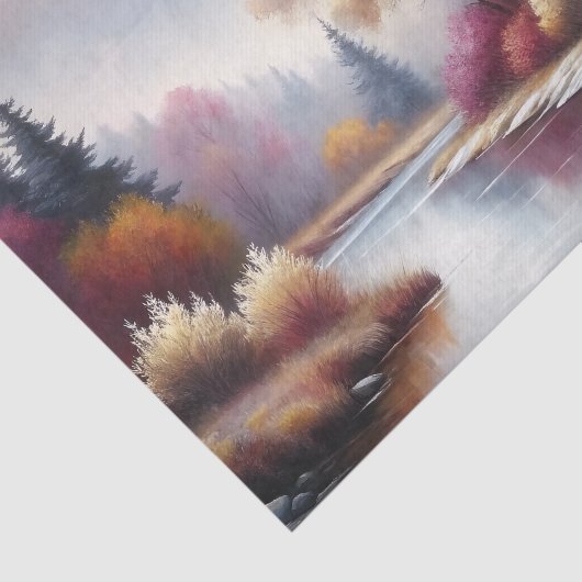 Romantische Landschaft der Herbstflüsse Seidenpapier (Ausschnitt)