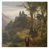 Romantische Landschaft mit Klosteranlage Fliese (Vorderseite)