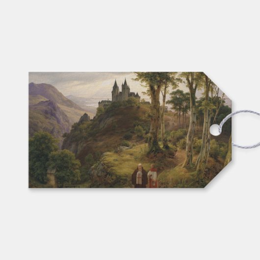 Romantische Landschaft mit Klosteranlage Geschenkanhänger (Vorderseite (Horizontal))