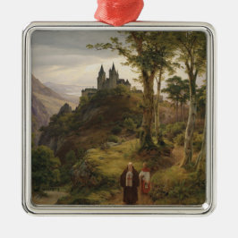 Romantische Landschaft mit Klosteranlage Ornament Aus Metall