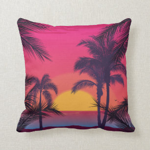 Romantische Landschaft mit Palmen Kissen