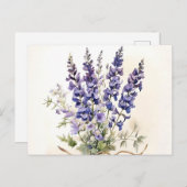 Romantische Larkspur Bouquet Wasserfarben Postkarte (Vorne/Hinten)