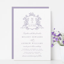 Romantische Lavendel-Blumen-Wappen-Hochzeit