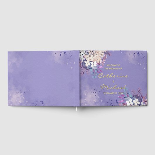 Romantische Lavendel-Hochzeit mit floralen Farben Gästebuch (Voll)