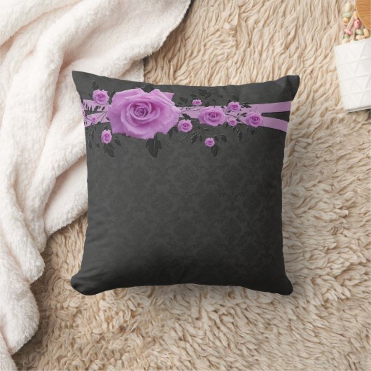Romantische Lavendel-Rose Damask Kissen (Decke)