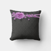 Romantische Lavendel-Rose Damask Kissen (Vorderseite)