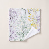 Romantische Lavendelgrüne Gelbe Blumen Badhandtuch Set (Waschlappen)