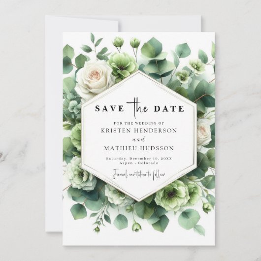 Romantische Leaf Eukalyptus Digital Wedding Save The Date (Vorderseite)