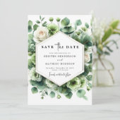 Romantische Leaf Eukalyptus Digital Wedding Save The Date (Stehend Vorderseite)