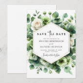 Romantische Leaf Eukalyptus Digital Wedding Save The Date (Vorne/Hinten)