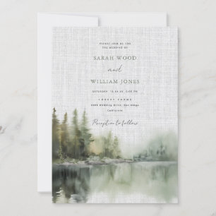 Romantische Leinenwald Hochzeit Einladung