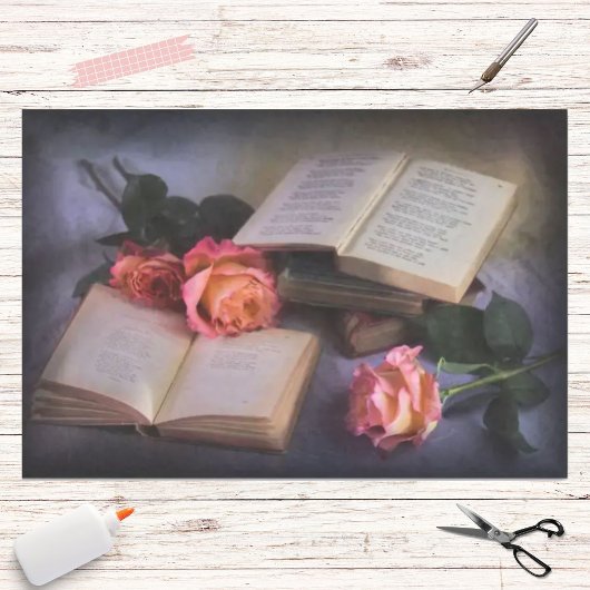 Romantische Lektüre mit Rose des freien Geistes Seidenpapier