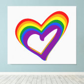 Romantische LGBT-Regenbogenflagge Herz Gay Pride L Leinwanddruck (Insitu (Holzboden))