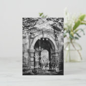 Romantische Lichter Goth Archway Wedding Save the  Einladung (Stehend Vorderseite)