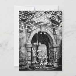 Romantische Lichter Goth Archway Wedding Save the Einladung