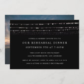 Romantische Lichter Probe Abendessen Schwarz Einladung (Vorne/Hinten)