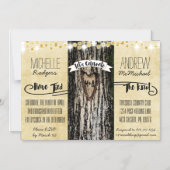 Romantische Lichter & Rustikale Bäume Post Hochzei Magneteinladung (Vorderseite)