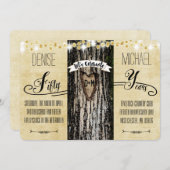 Romantische Lichter & rustikaler Baum 50 Jahre alt Einladung (Vorne/Hinten)