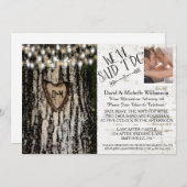 Romantische Lichter u. Baum-Posten-Hochzeits-Foto Einladung (Vorne/Hinten)