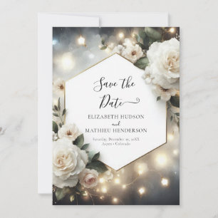 Romantische Lichter White Roses Hochzeit Save The Date