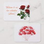Romantische Liebe - Begrüßungskarte mit Rose Platzkarte (Vorne/Hinten)
