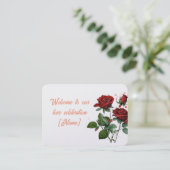 Romantische Liebe - Begrüßungskarte mit Rose Platzkarte (Stehend Vorderseite)