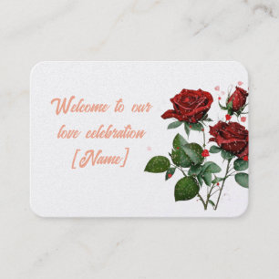 Romantische Liebe - Begrüßungskarte mit Rose Platzkarte