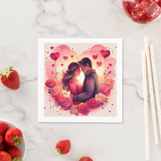 Romantische Liebe Blossom Serviette (Beispiel)