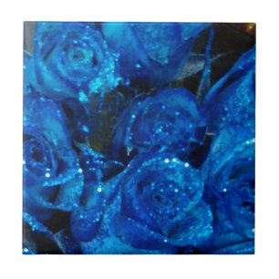 Romantische Liebe Blue Glitzer Glamour Rose Fliese
