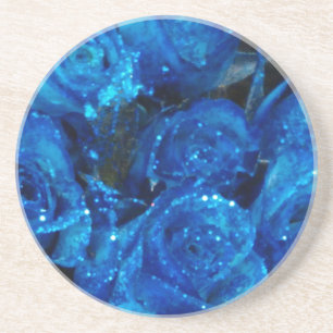 Romantische Liebe Blue Glitzer Glamour Rose Getränkeuntersetzer