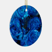 Romantische Liebe Blue Glitzer Glamour Rose Keramik Ornament (Rechts)