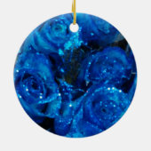 Romantische Liebe Blue Glitzer Glamour Rose Keramik Ornament (Hinten)