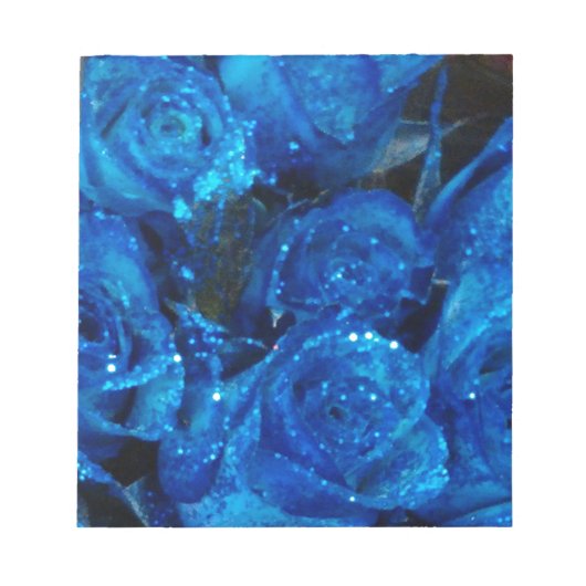 Romantische Liebe Blue Glitzer Glamour Rose Notizblock (Vorderseite)