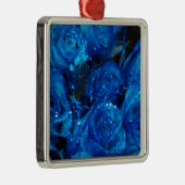 Romantische Liebe Blue Glitzer Glamour Rose Ornament Aus Metall (Rechts)