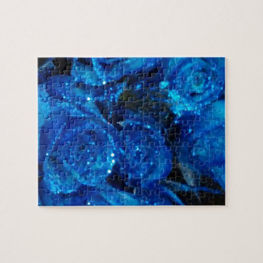 Romantische Liebe Blue Glitzer Glamour Rose Puzzle (Horizontal)