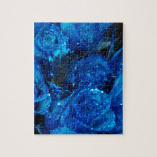 Romantische Liebe Blue Glitzer Glamour Rose Puzzle
