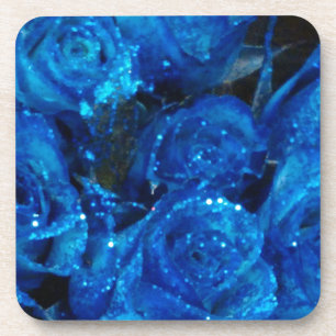 Romantische Liebe Blue Glitzer Glamour Rose Untersetzer