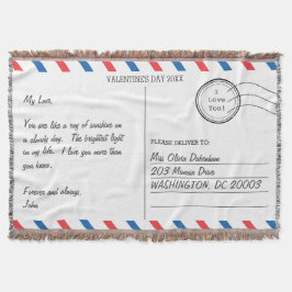 Romantische Liebe Brief Postkarte Valentinstag Decke