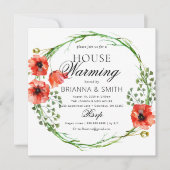 Romantische Liebe Crown Red Poppy Housewarming Einladung (Vorderseite)