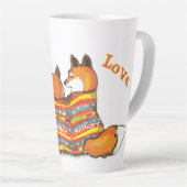Romantische Liebe Fox Foxes W/Individuellen Namens Milchtasse (Rechte Ecke)