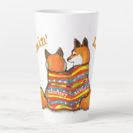 Romantische Liebe Fox Foxes W/Individuellen Namens Milchtasse