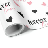 Romantische Liebe für immer rosa und schwarze Herz Geschenkpapier (Rolleneckpunkt)